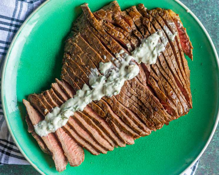 Marinated Flank Steak With Blue Cheese Schmear Recipe